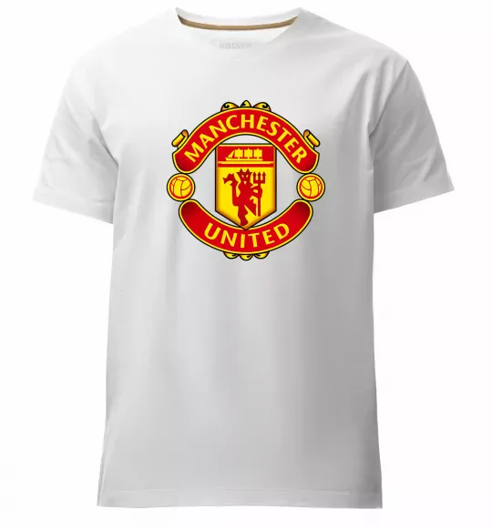 Мужская премиум футболка Manchester United logo Белый фото