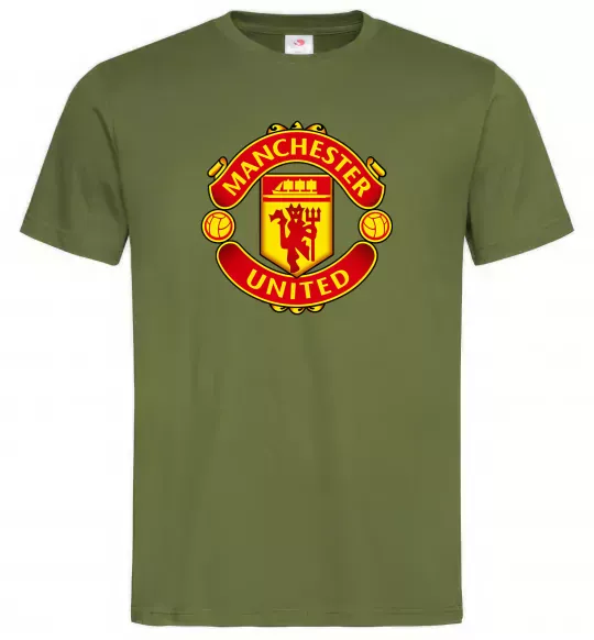 Мужская футболка Manchester United logo Оливковый фото