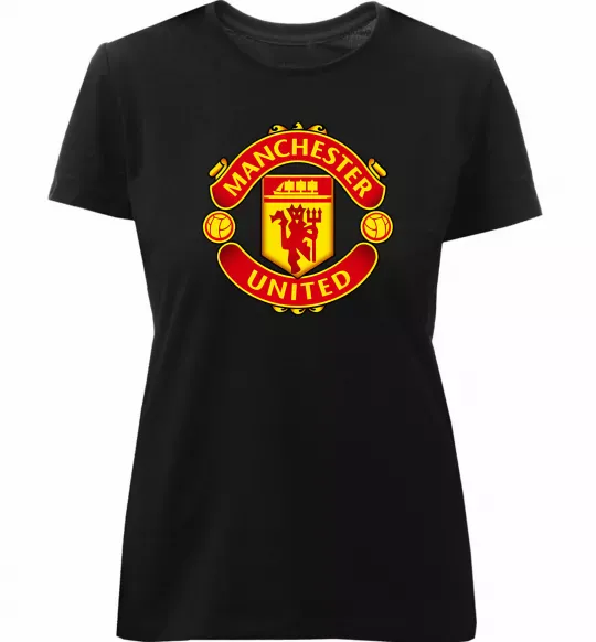 Женская премиум футболка Manchester United logo Черный фото