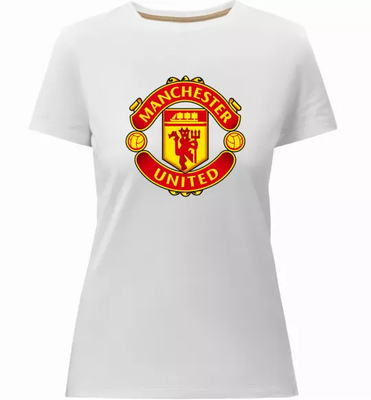 Женская премиум футболка Manchester United logo Белый фото