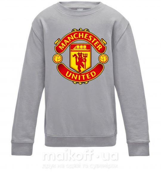 Детский Свитшот Manchester United logo Серый меланж фото
