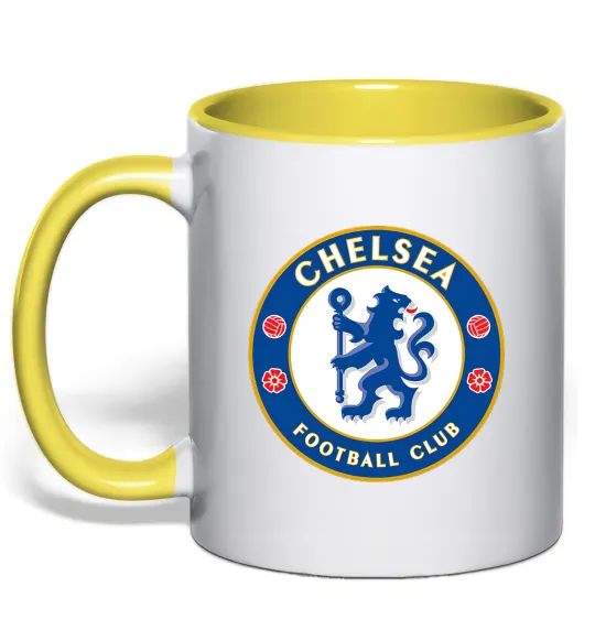 Чашка с цветной ручкой Chelsea FC logo Лимонный фото