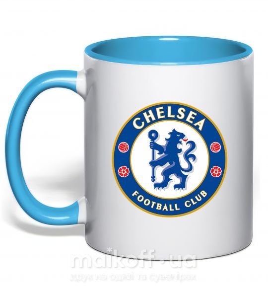 Чашка з кольоровою ручкою Chelsea FC logo Блакитний фото