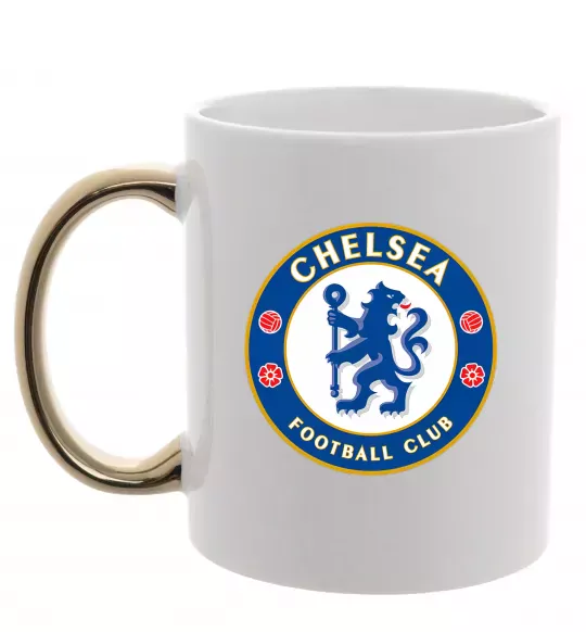 Чашка с цветной ручкой Chelsea FC logo Золото фото