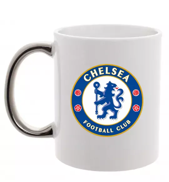 Чашка с цветной ручкой Chelsea FC logo Серебро фото