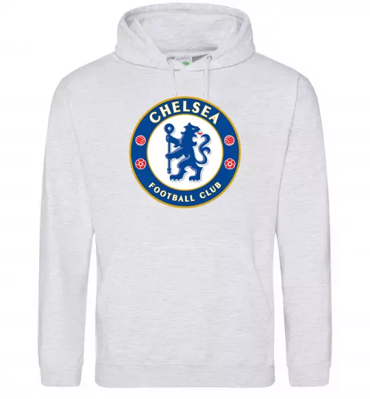 Мужская толстовка (худи) Chelsea FC logo Серый меланж фото