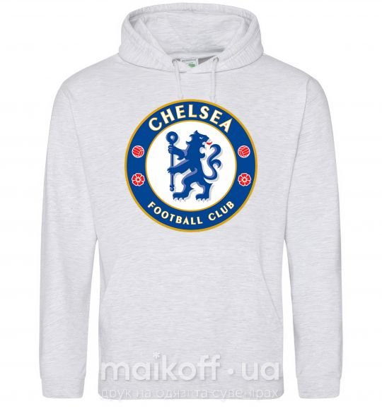 Женская толстовка (худи) Chelsea FC logo Серый меланж фото