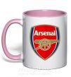 Чашка з кольоровою ручкою Arsenal logo Ніжно рожевий фото