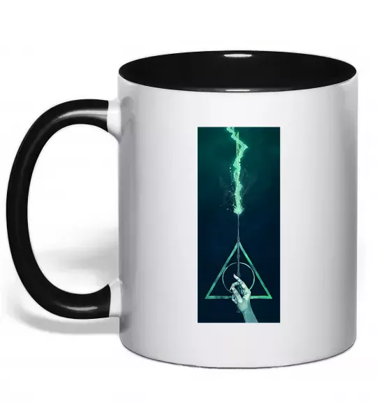 Чашка з кольоровою ручкою Бузинна паличка Чорний фото