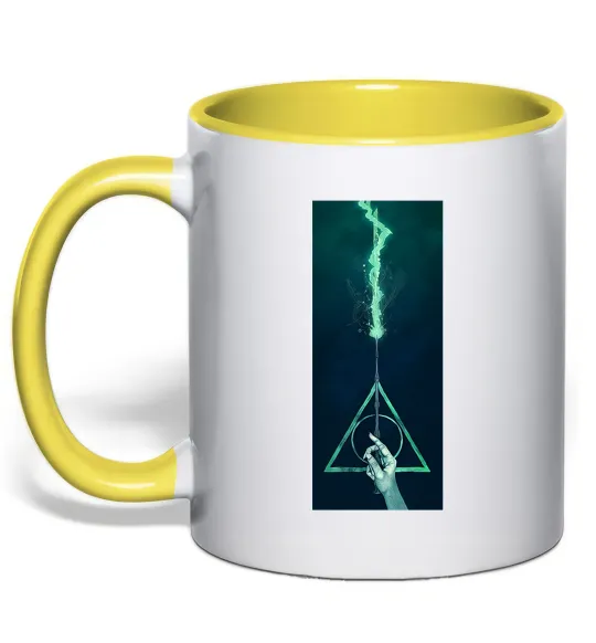 Чашка з кольоровою ручкою Бузинна паличка Лимонний фото