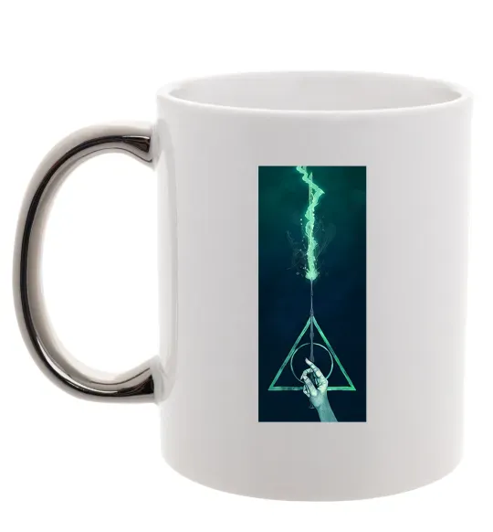 Чашка з кольоровою ручкою Бузинна паличка Срібло фото