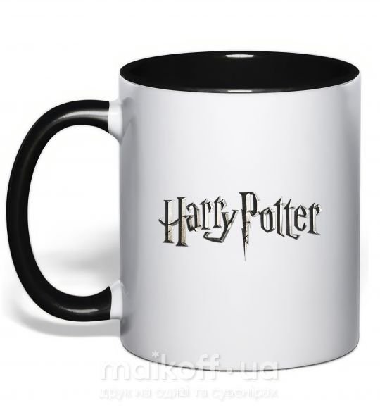 Чашка з кольоровою ручкою Harry Potter logo Чорний фото