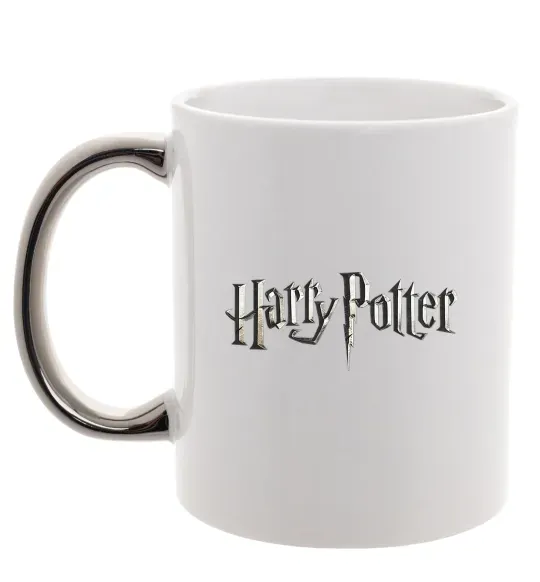 Чашка з кольоровою ручкою Harry Potter logo Срібло фото