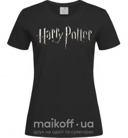 Женская футболка Harry Potter logo Черный фото