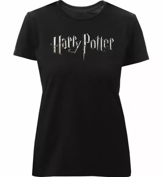 Женская премиум футболка Harry Potter logo Черный фото