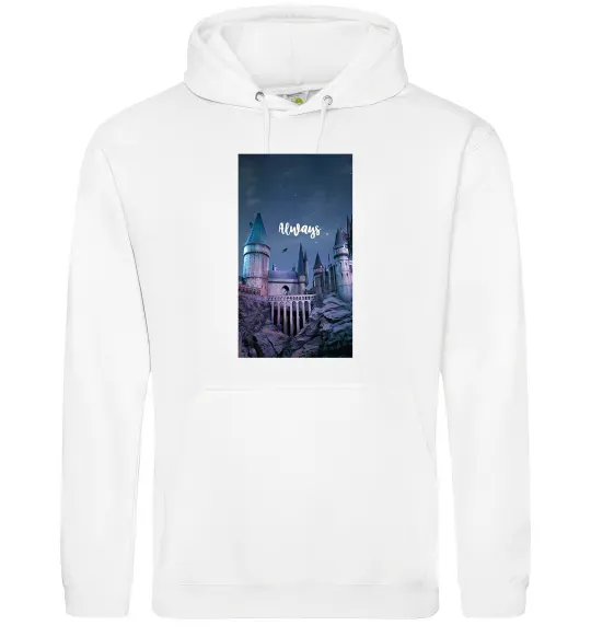 Жіноча толстовка (худі) Нічний Хогвартс напис завжди Білий фото