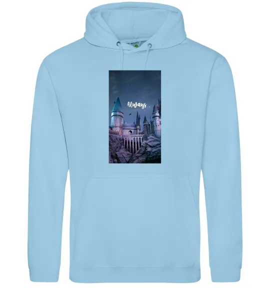 Жіноча толстовка (худі) Нічний Хогвартс напис завжди Блакитний фото