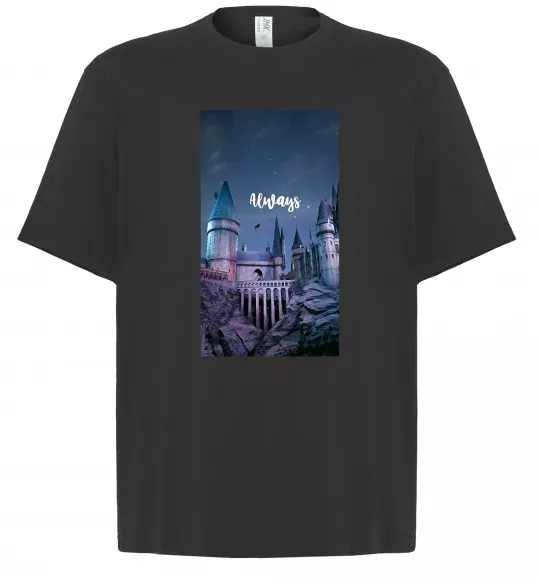 Футболка Оверсайз Нічний Хогвартс напис завжди Черный фото