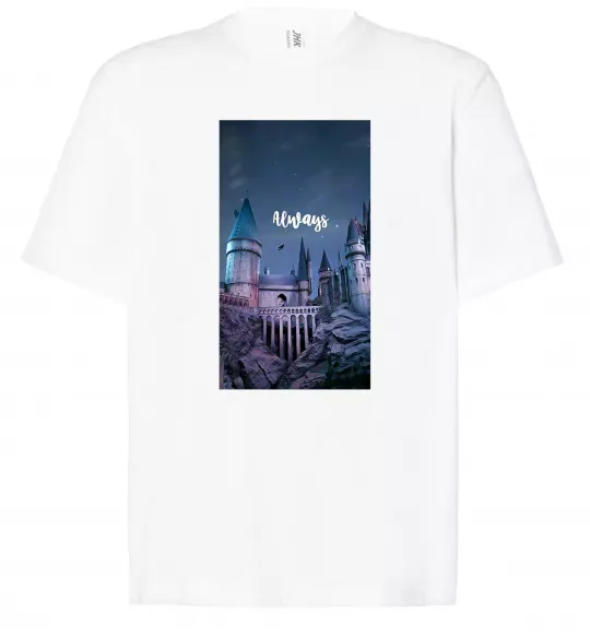 Футболка Оверсайз Нічний Хогвартс напис завжди Белый фото