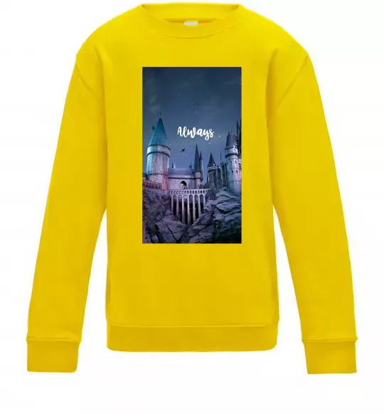 Дитячий світшот Нічний Хогвартс напис завжди Сонячно жовтий фото
