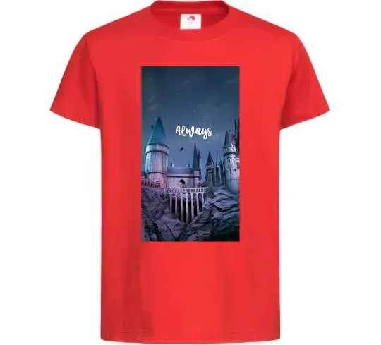 Дитяча футболка Нічний Хогвартс напис завжди Червоний фото