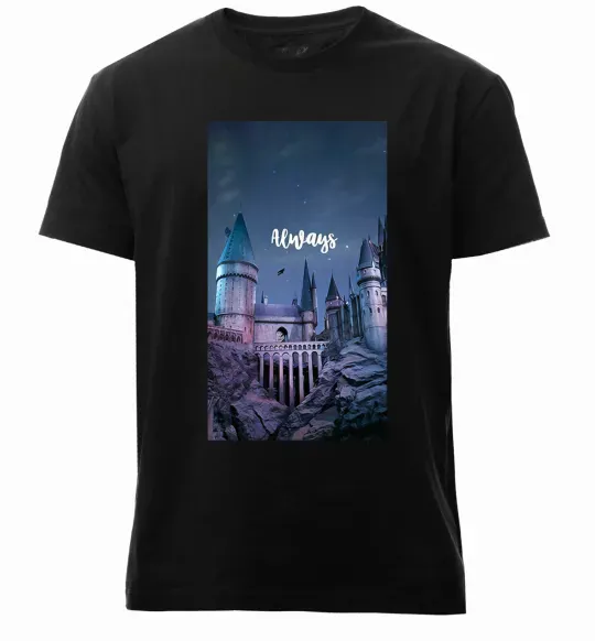 Мужская премиум футболка Нічний Хогвартс напис завжди Черный фото