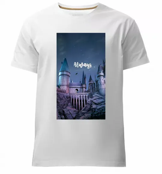 Мужская премиум футболка Нічний Хогвартс напис завжди Белый фото