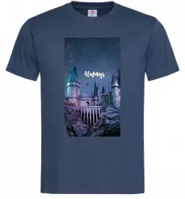 Мужская футболка Нічний Хогвартс напис завжди Темно-синий фото