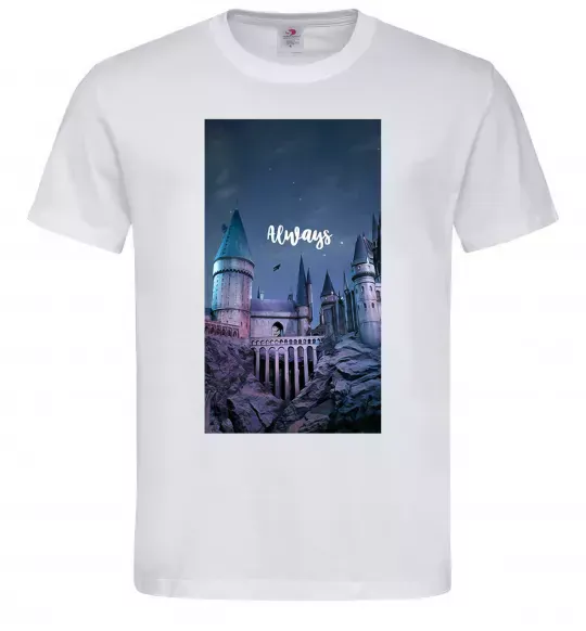 Мужская футболка Нічний Хогвартс напис завжди Белый фото