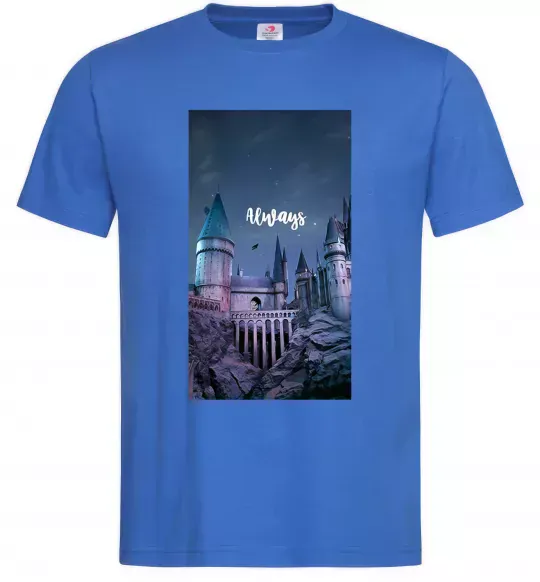 Мужская футболка Нічний Хогвартс напис завжди Ярко-синий фото