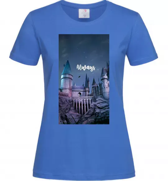 Жіноча футболка Нічний Хогвартс напис завжди Яскраво-синій фото