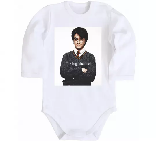 Детский боди The boy who lived Белый фото