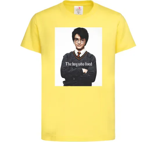 Дитяча футболка The boy who lived Лимонний фото