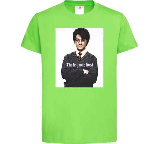 Дитяча футболка The boy who lived Лаймовий фото