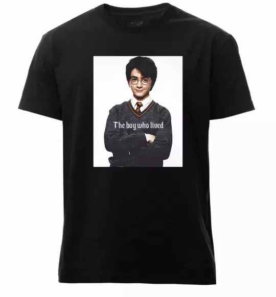 Мужская премиум футболка The boy who lived Черный фото