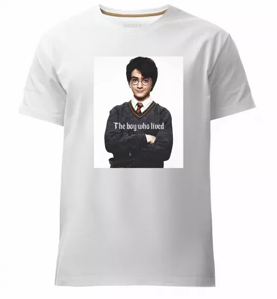 Мужская премиум футболка The boy who lived Белый фото