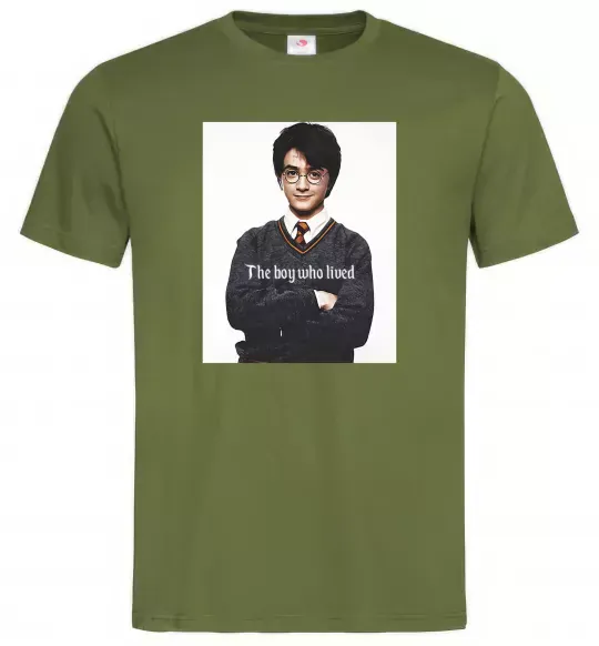 Чоловіча футболка The boy who lived Оливковий фото