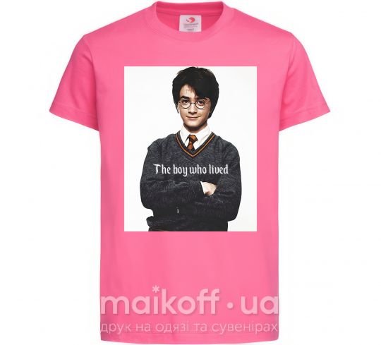 Детская футболка The boy who lived Ярко-розовый фото
