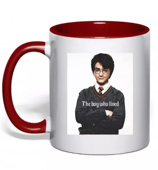 Чашка с цветной ручкой The boy who lived Красный фото