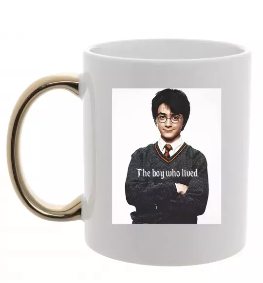 Чашка с цветной ручкой The boy who lived Золото фото