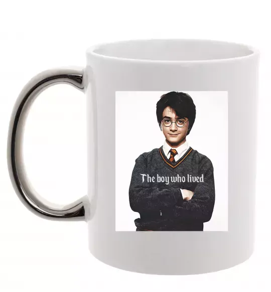 Чашка с цветной ручкой The boy who lived Серебро фото