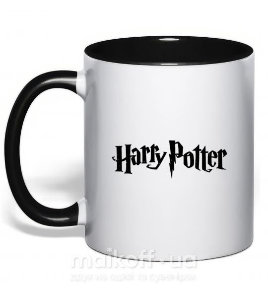 Чашка з кольоровою ручкою Harry Potter logo black Чорний фото