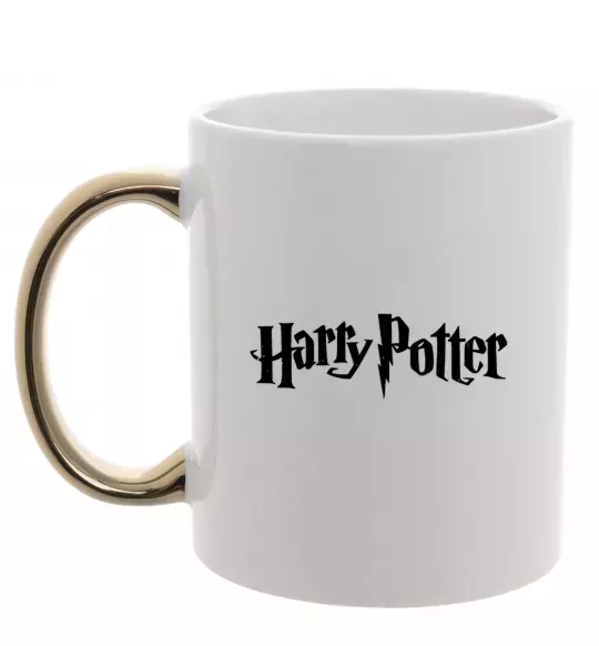 Чашка с цветной ручкой Harry Potter logo black Золото фото