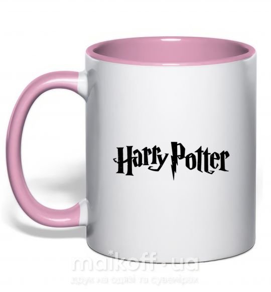 Чашка с цветной ручкой Harry Potter logo black Нежно розовый фото