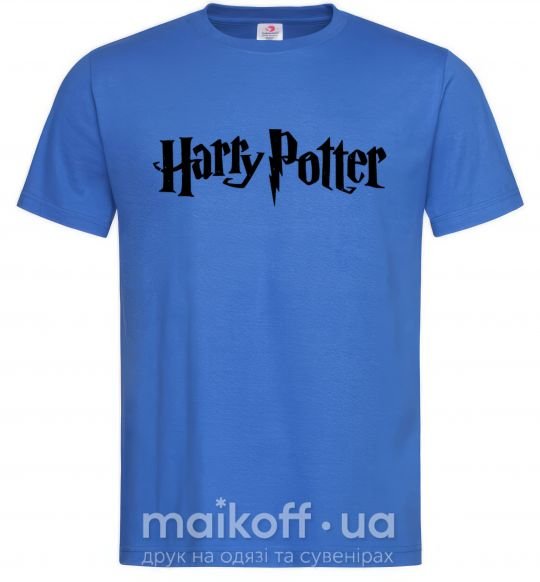 Мужская футболка Harry Potter logo black Ярко-синий фото