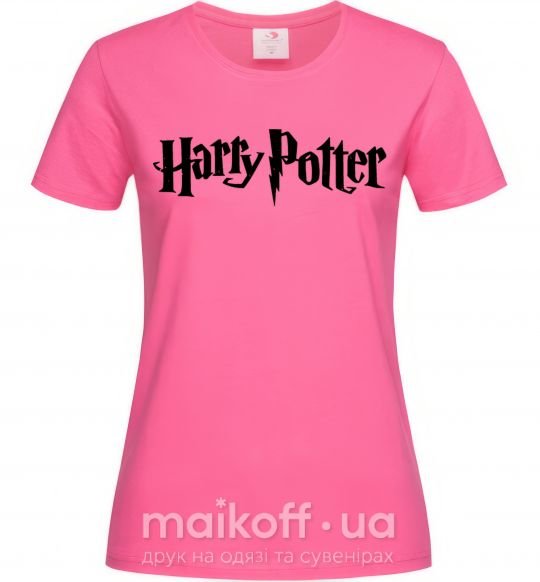 Жіноча футболка Harry Potter logo black Яскраво-рожевий фото