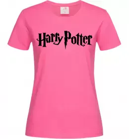 Жіноча футболка Harry Potter logo black Яскраво-рожевий фото