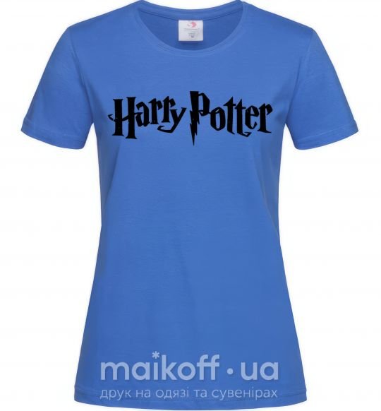 Женская футболка Harry Potter logo black Ярко-синий фото