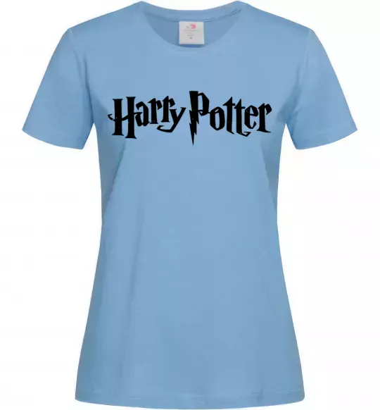 Жіноча футболка Harry Potter logo black Блакитний фото