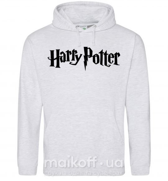 Мужская толстовка (худи) Harry Potter logo black Серый меланж фото